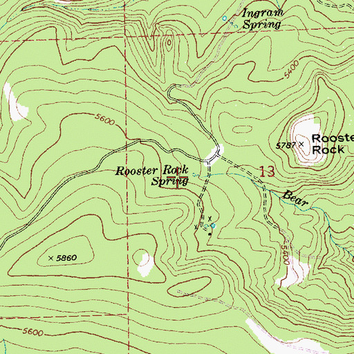 Topographic Map of Rooster Rock Spring, OR