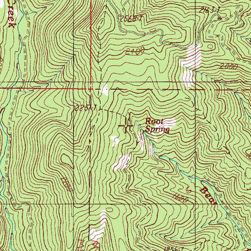 Topographic Map of Root Spring, OR