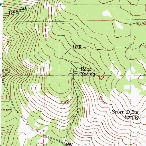 Topographic Map of Root Spring, OR