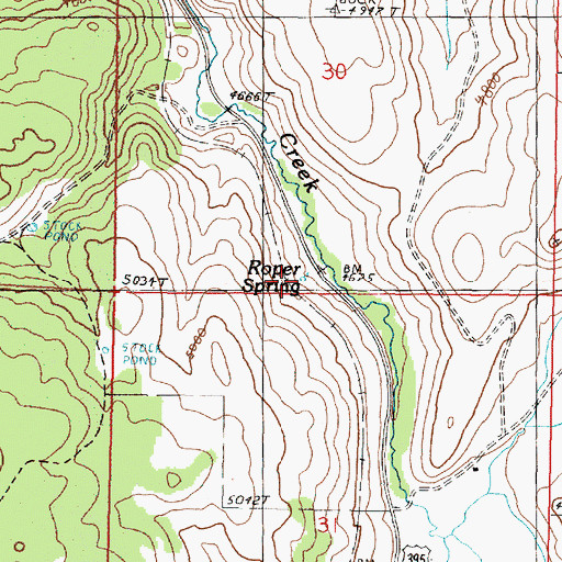 Topographic Map of Roper Spring, OR
