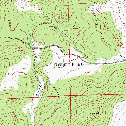 Topographic Map of Ross Flat, OR