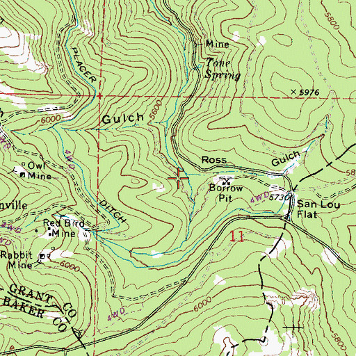 Topographic Map of Ross Gulch, OR