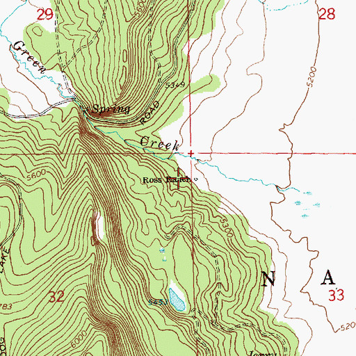 Topographic Map of Ross Ranch, OR