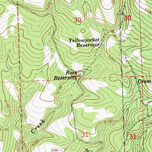 Topographic Map of Ross Reservoir, OR