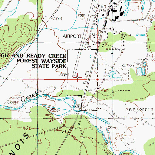 Topographic Map of Rough and Ready State Park, OR