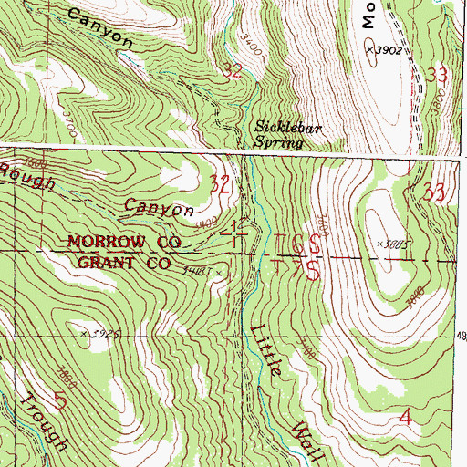Topographic Map of Rough Canyon, OR