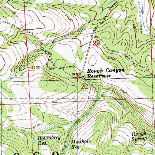 Topographic Map of Rough Canyon Reservoir, OR