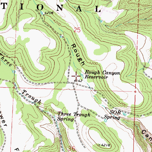 Topographic Map of Rough Canyon Reservoir, OR