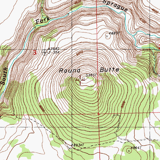 Topographic Map of Round Butte, OR