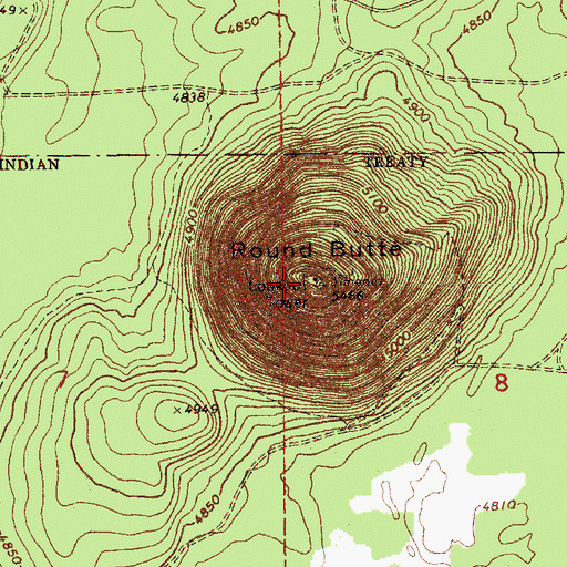Topographic Map of Round Butte, OR