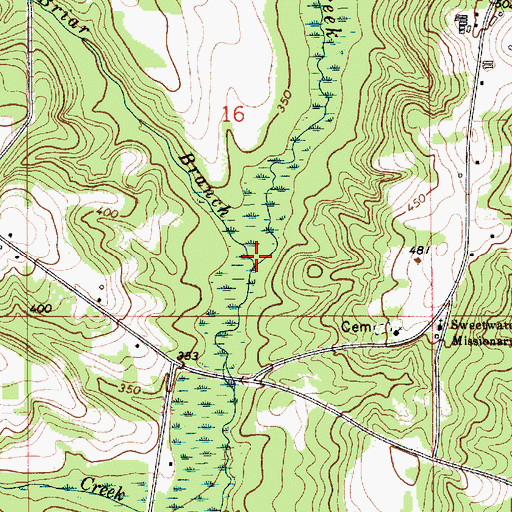 Topographic Map of Briar Branch, AL