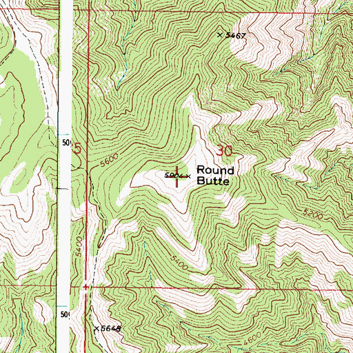 Topographic Map of Round Butte, OR