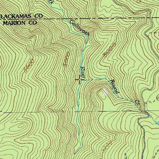 Topographic Map of Round Creek, OR