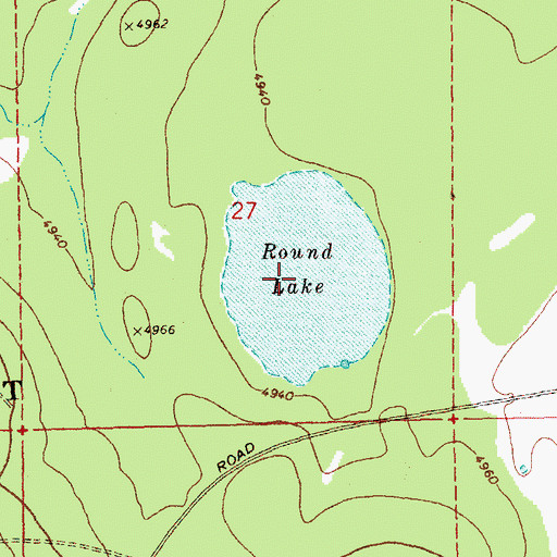 Topographic Map of Round Lake, OR