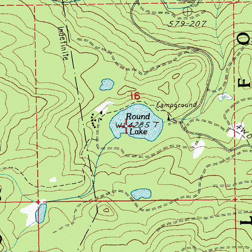 Topographic Map of Round Lake, OR