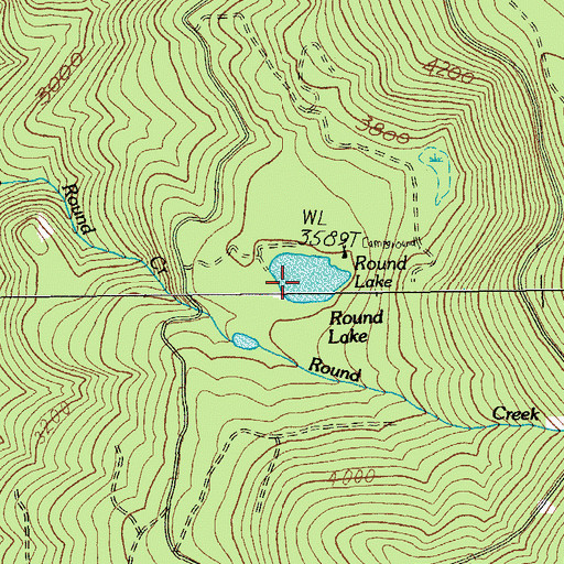 Topographic Map of Round Lake, OR