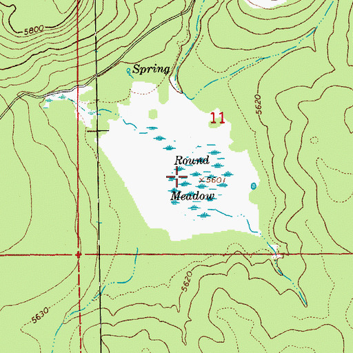 Topographic Map of Round Meadow, OR