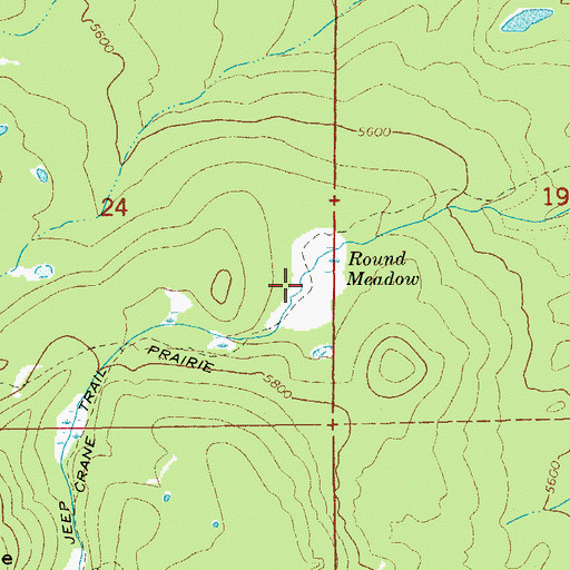 Topographic Map of Round Meadow, OR