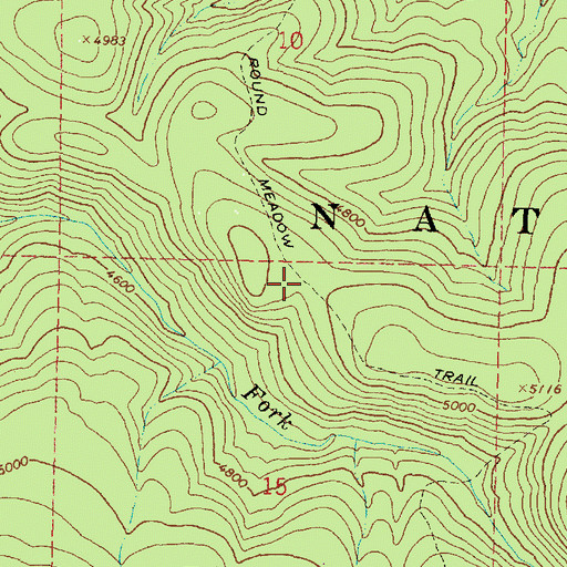 Topographic Map of Round Meadow Trail, OR