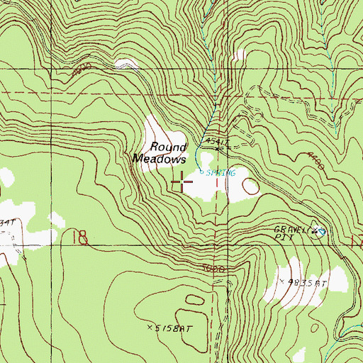 Topographic Map of Round Meadows, OR