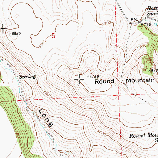 Topographic Map of Round Mountain, OR