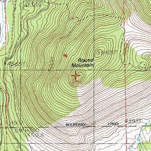Topographic Map of Round Mountain, OR