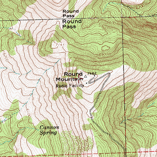 Topographic Map of Round Mountain, OR