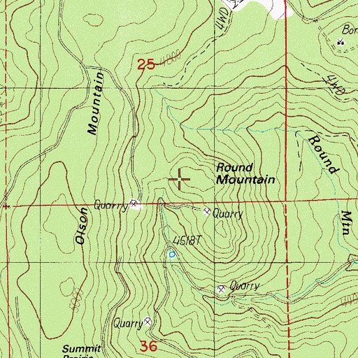 Topographic Map of Round Mountain, OR