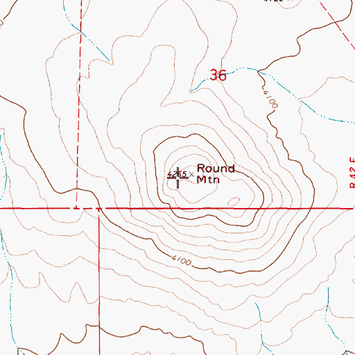 Topographic Map of Round Mountain, OR