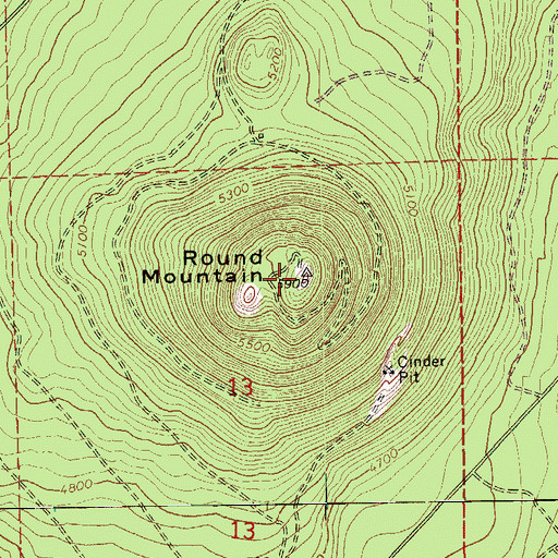 Topographic Map of Round Mountain, OR