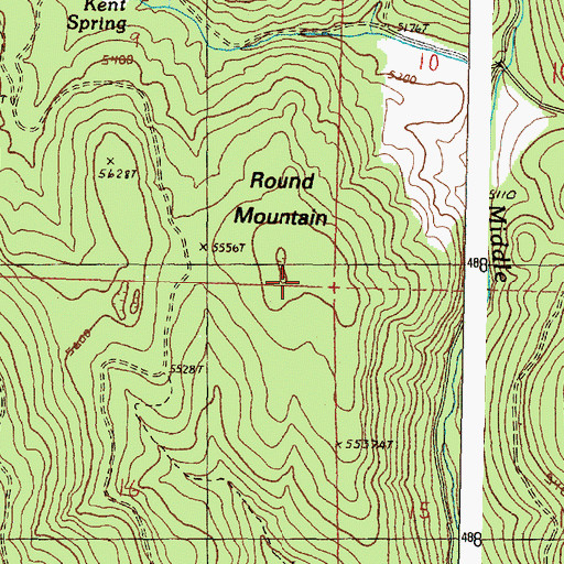 Topographic Map of Round Mountain, OR
