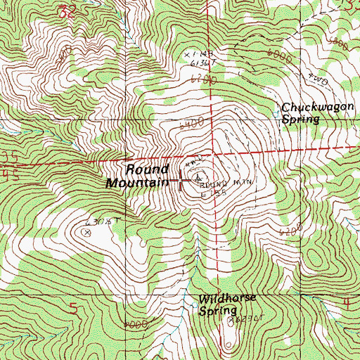 Topographic Map of Round Mountain, OR