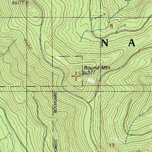 Topographic Map of Round Mountain, OR