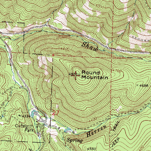 Topographic Map of Round Mountain, OR