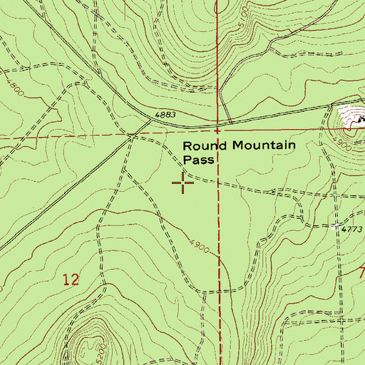 Topographic Map of Round Mountain Pass, OR