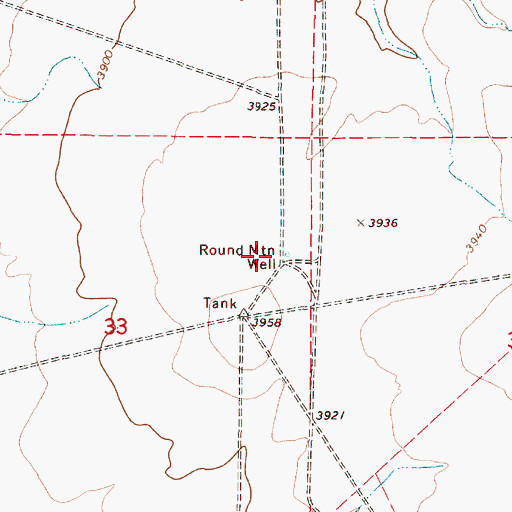 Topographic Map of Round Mountain Well, OR