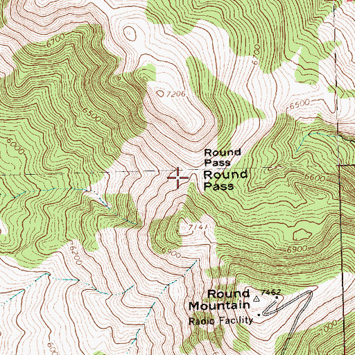 Topographic Map of Round Pass, OR