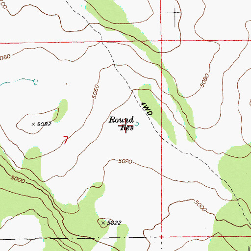 Topographic Map of Round Reservoir, OR
