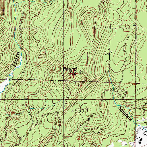 Topographic Map of Round Top, OR