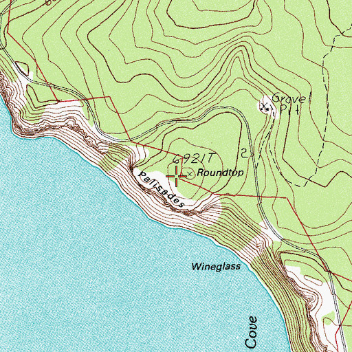 Topographic Map of Roundtop, OR