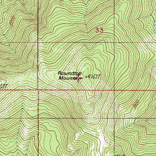 Topographic Map of Roundtop Mountain, OR