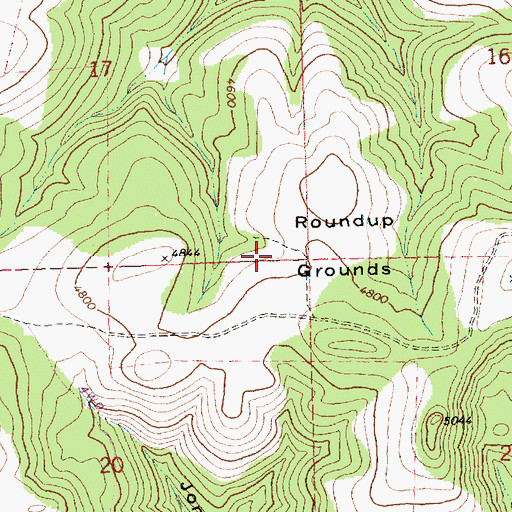 Topographic Map of Roundup Grounds, OR