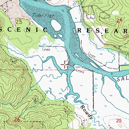 Topographic Map of Rowdy Creek, OR
