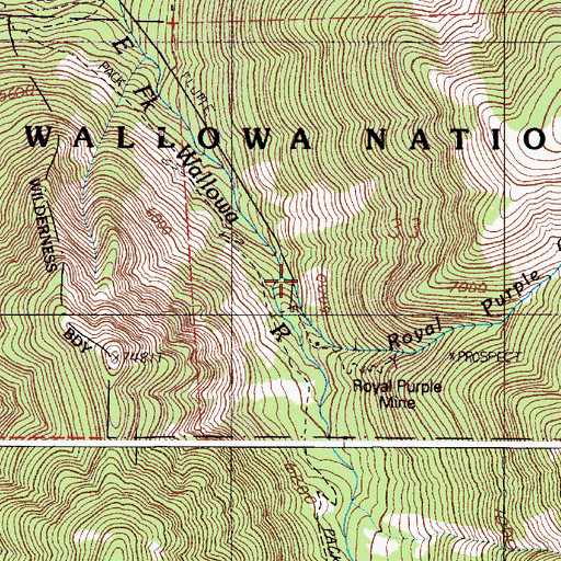 Topographic Map of Royal Purple Creek, OR