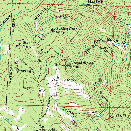 Topographic Map of Royal White Mine, OR