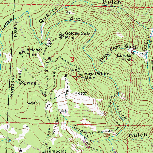 Topographic Map of Royal White Mine, OR