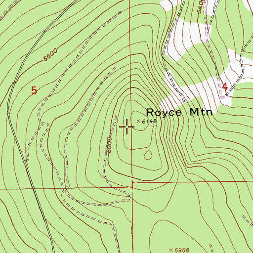 Topographic Map of Royce Mountain, OR