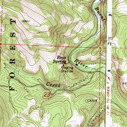Topographic Map of Roys Spring, OR