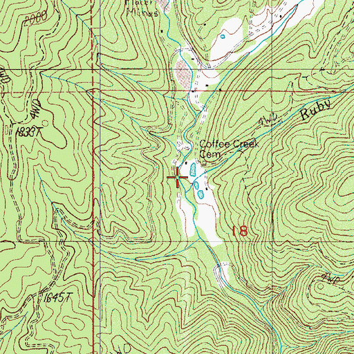 Topographic Map of Ruby Creek, OR