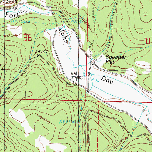 Topographic Map of Ruby Creek, OR